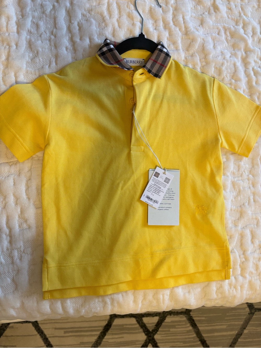 Burberry Yellow Polo with Signature Check Collar